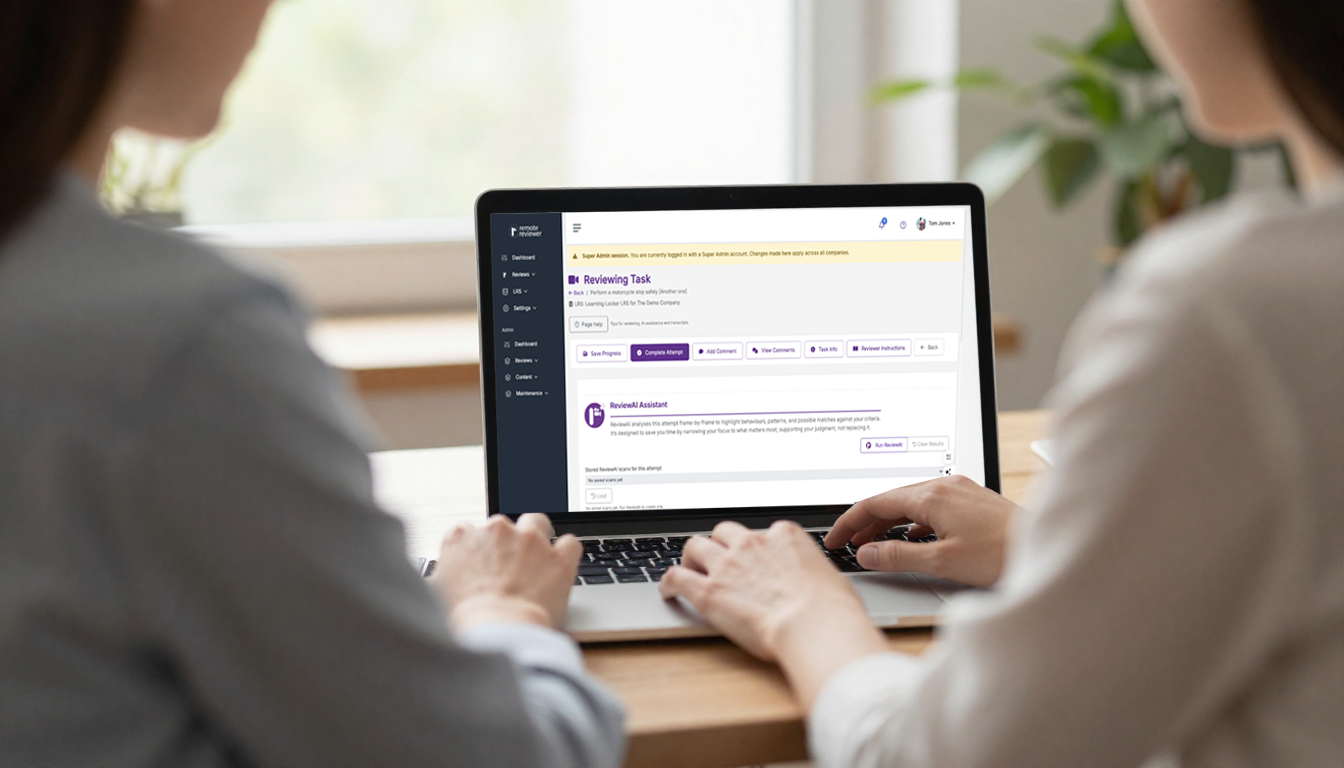 Assessor reviewing workplace evidence in Remote Reviewer